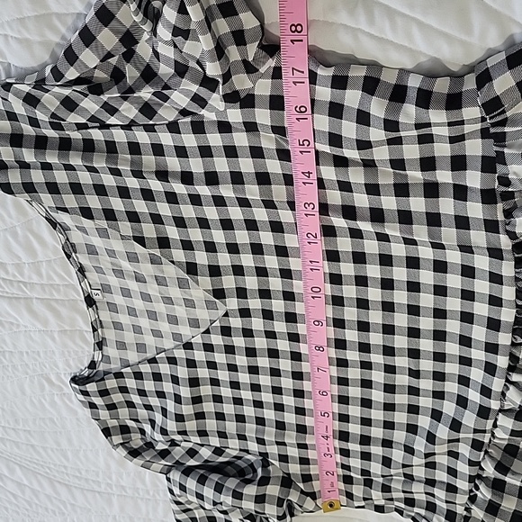 Women's V Neck Long Sleeve Plaid Printed Tunic Dress Small - Picture 8 of 10